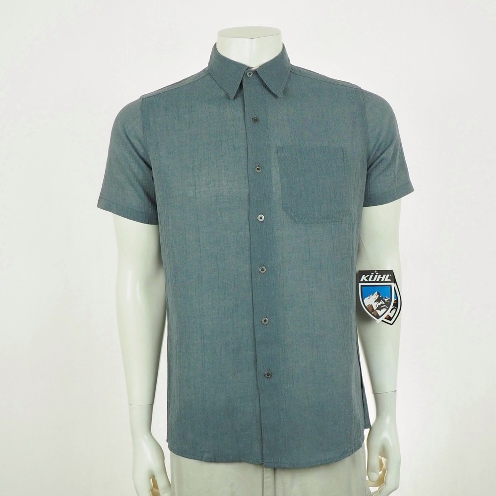 New Kuhl Tropik Button Down Shirt Mens Small Shadow Blue Cotton Outdoor Hiking